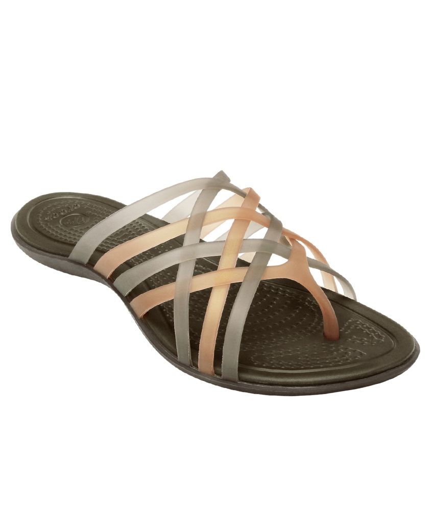 crocs slippers brown