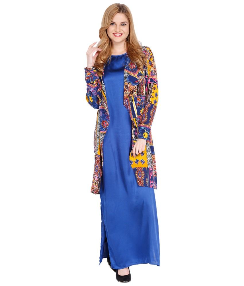 Folklore Attractive Blue Maxi Dress 