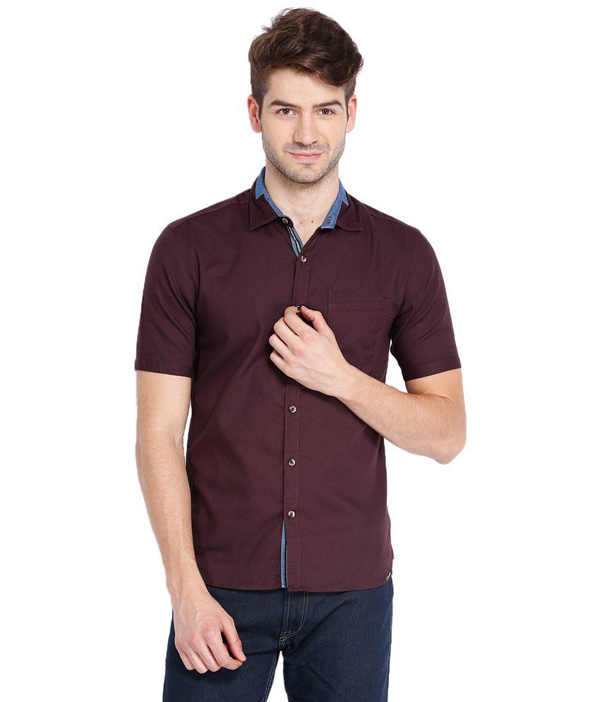 Locomotive Maroon Casual Half Sleeve Shirt For Men Buy Locomotive Maroon Casual Half Sleeve Shirt For Men Online At Best Prices In India On Snapdeal