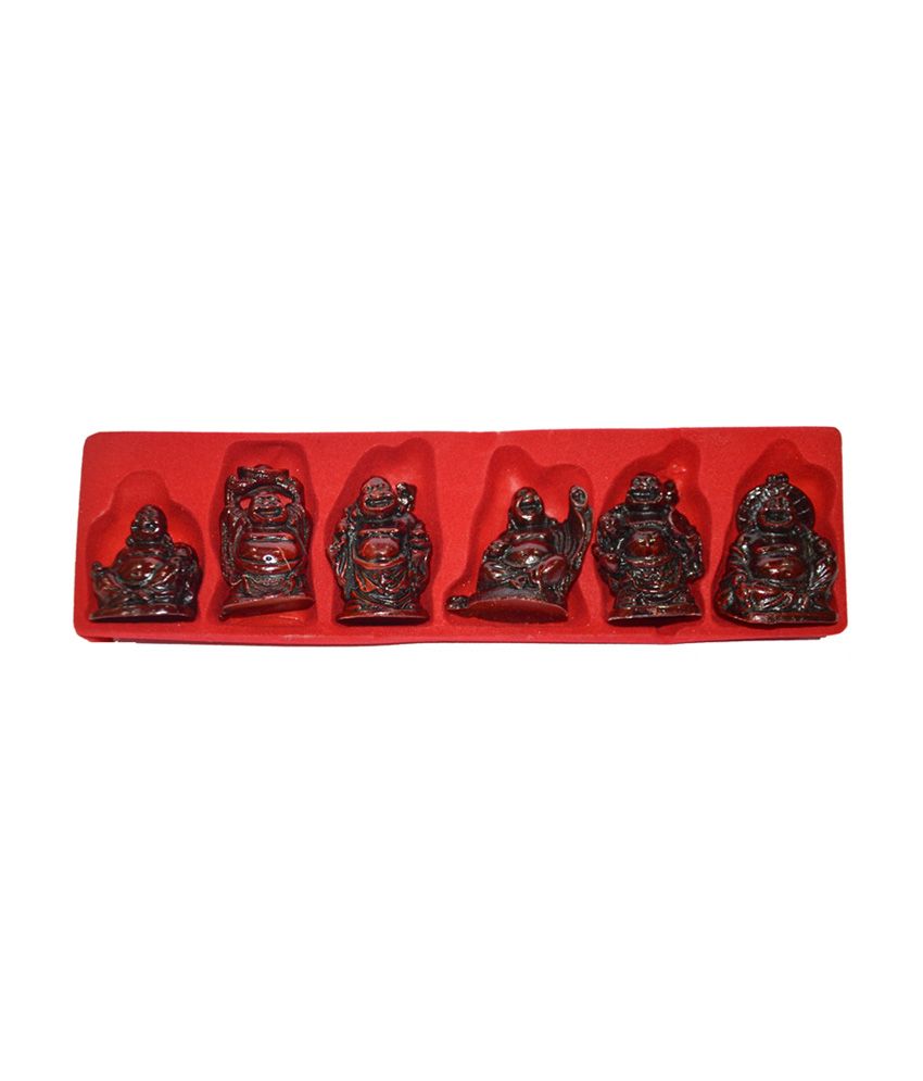     			Anjalika Brown Resin Laughing Buddha - Piece of 6