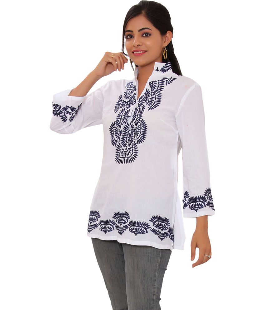 next white embroidered top