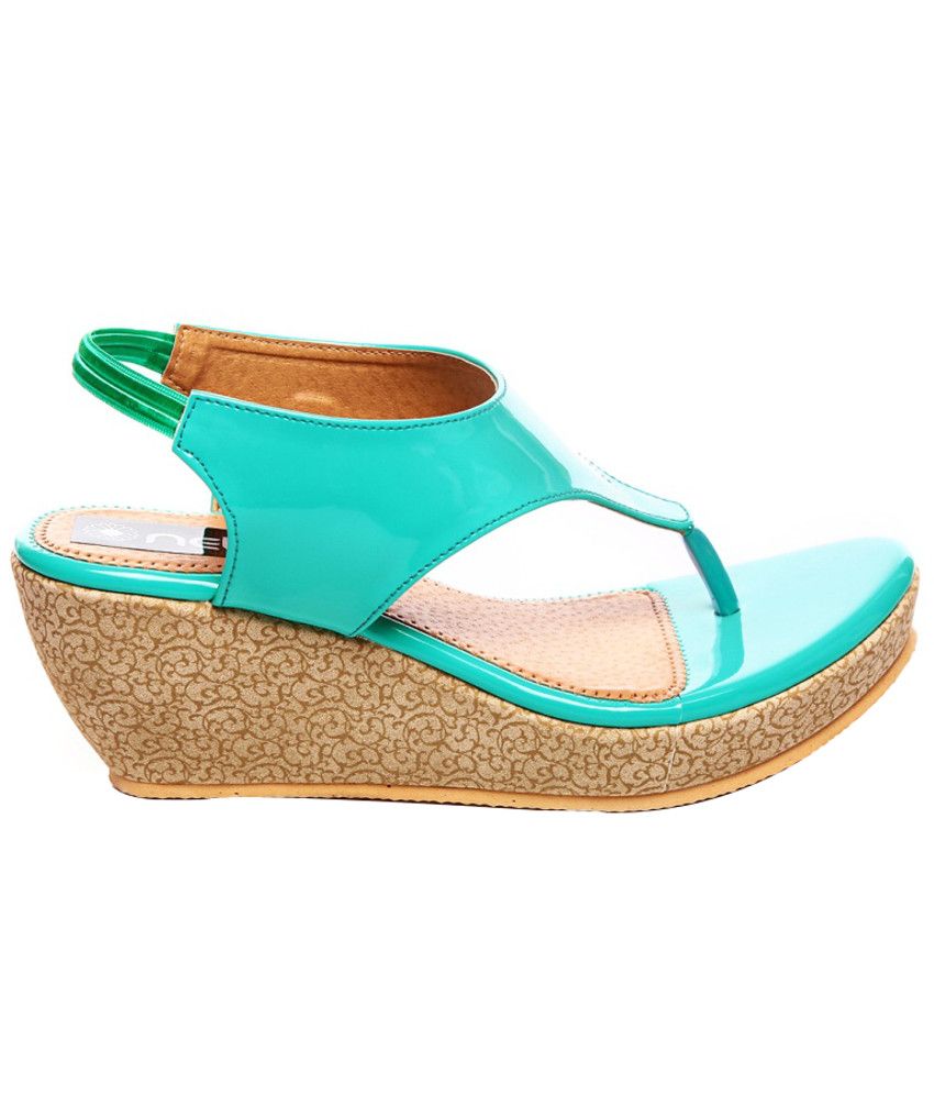 turquoise low heel sandals