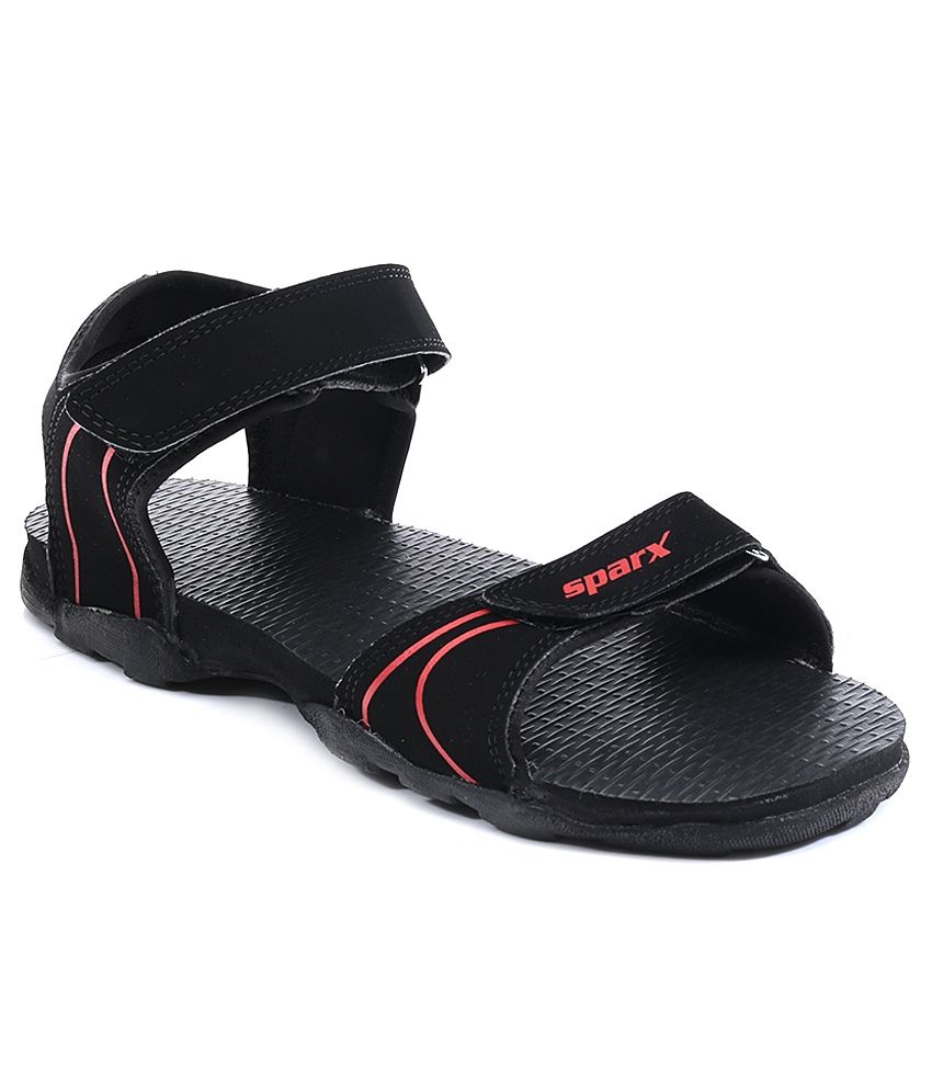 sparx men black sandals