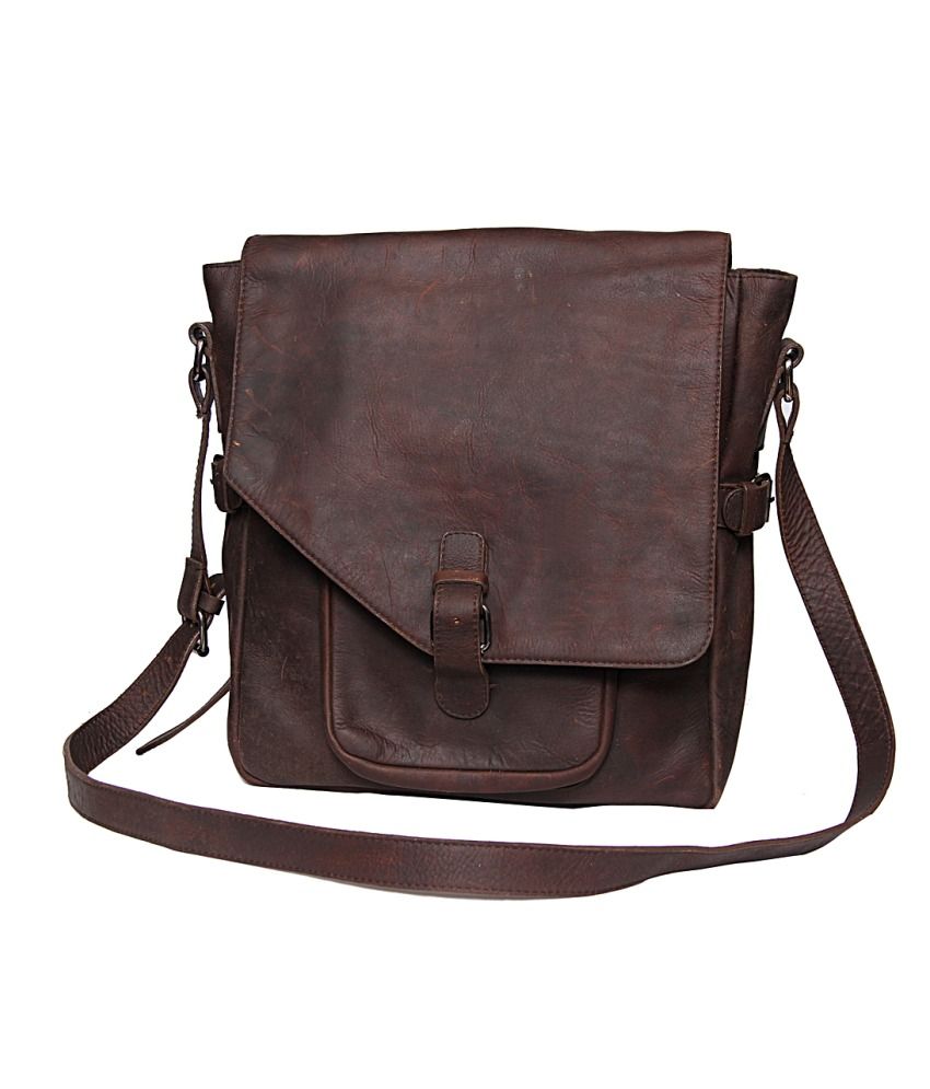 brown leather messenger