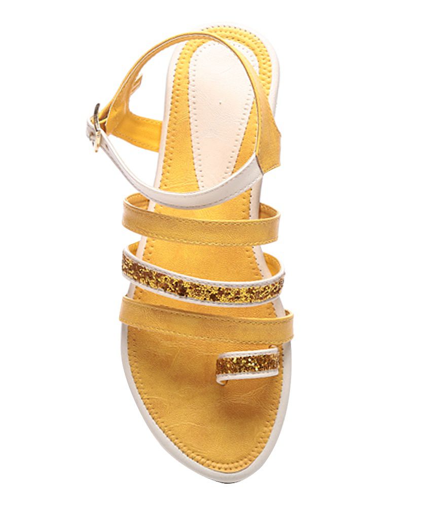 Nell Yellow Flat Sandal Price in India- Buy Nell Yellow Flat Sandal ...