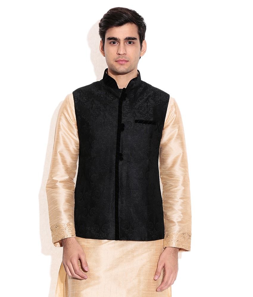 Manyavar Black Nehru Jacket - Buy Manyavar Black Nehru ...