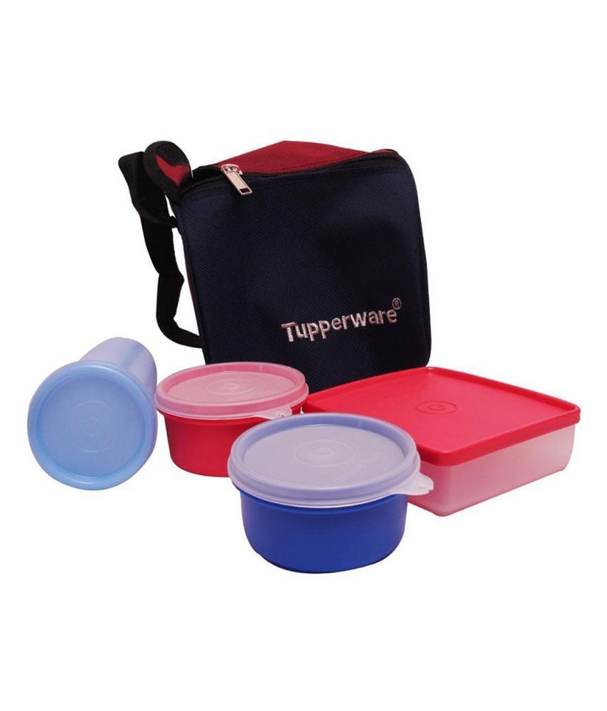 Tupperware Blue Virgin Plastic Best Tiffin Lunch Box With Bag Buy