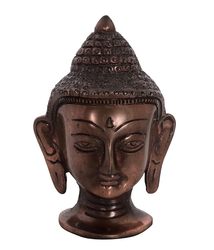     			eCraftIndia Metal Meditating Buddha Head - Brown