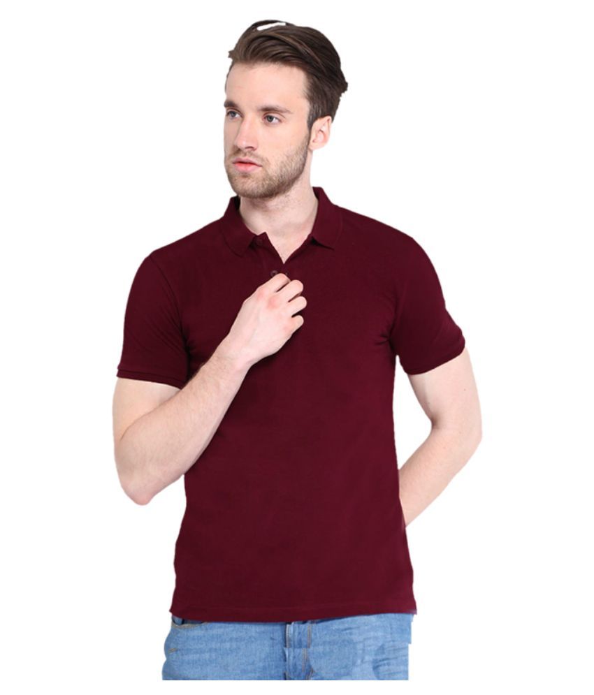     			CONCEPTS Maroon Cotton Polo T-Shirt