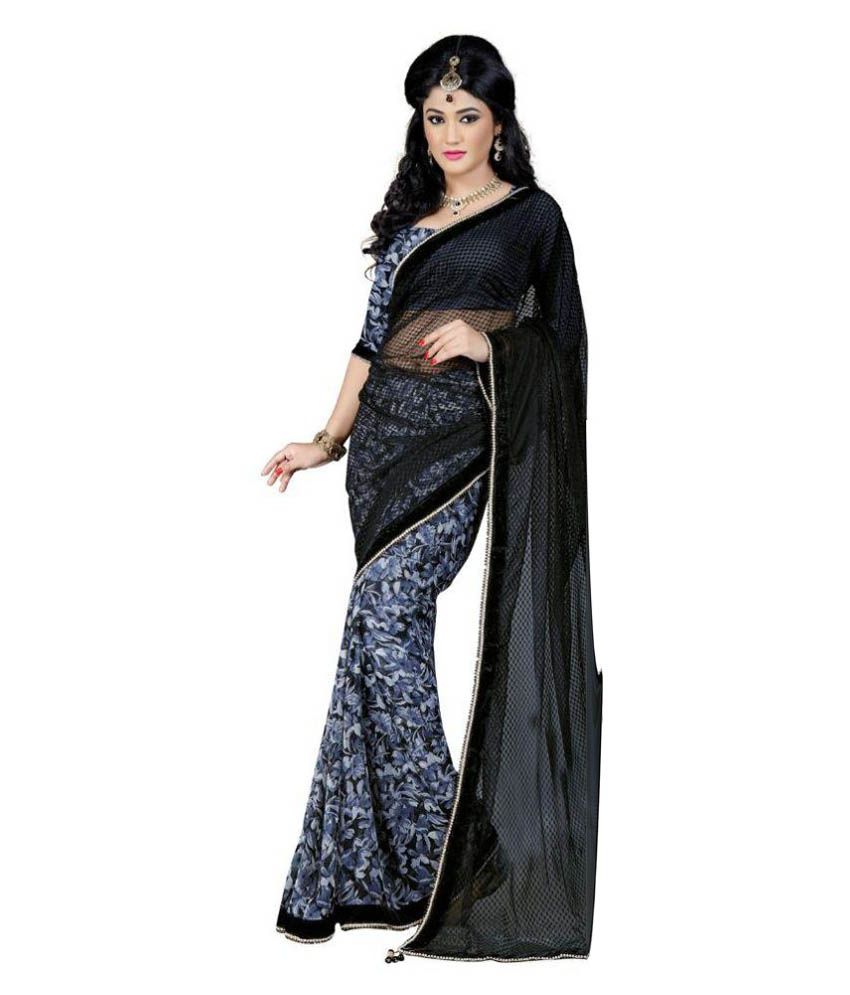 black saree frock