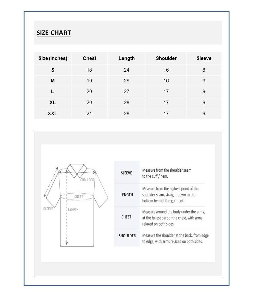 Allen Solly Shirt Size Chart