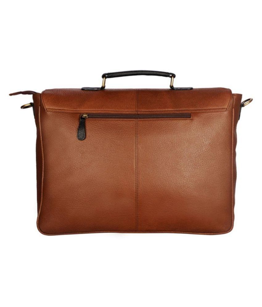 Justanned Buckle Flap Open Men Breifcase Bag 0 Tan Leather 5 Travel ...