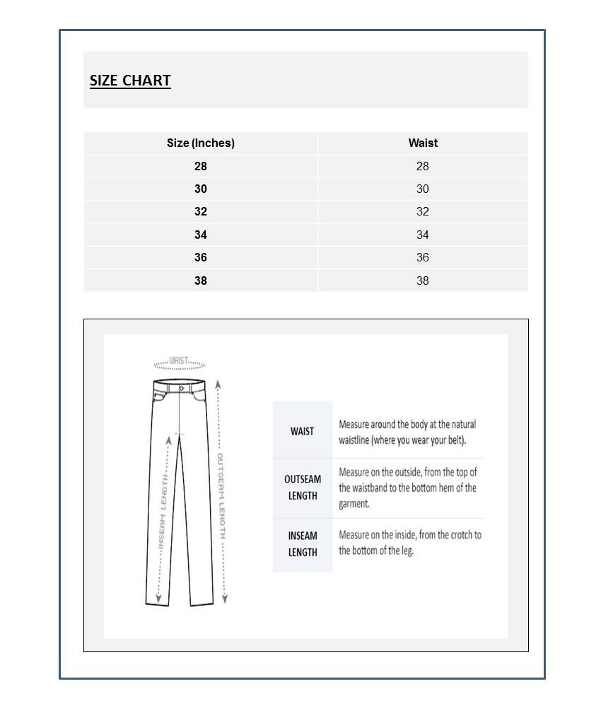John Players Jeans Size Chart