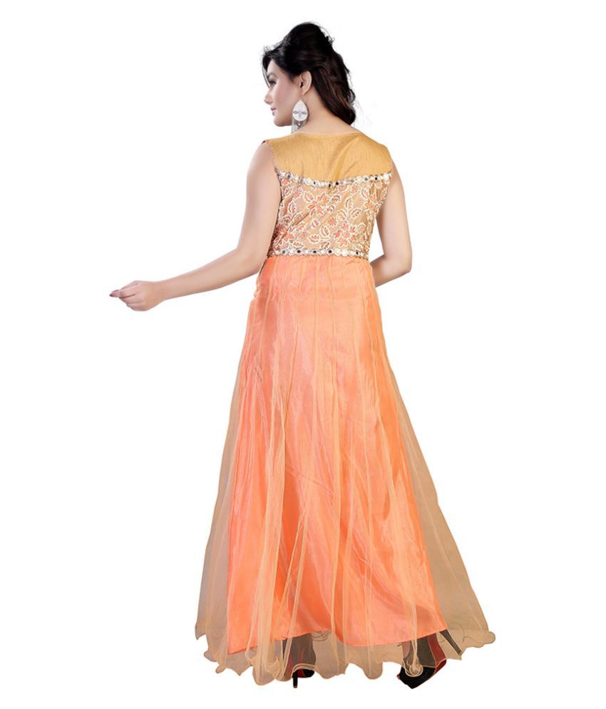 peach net gown