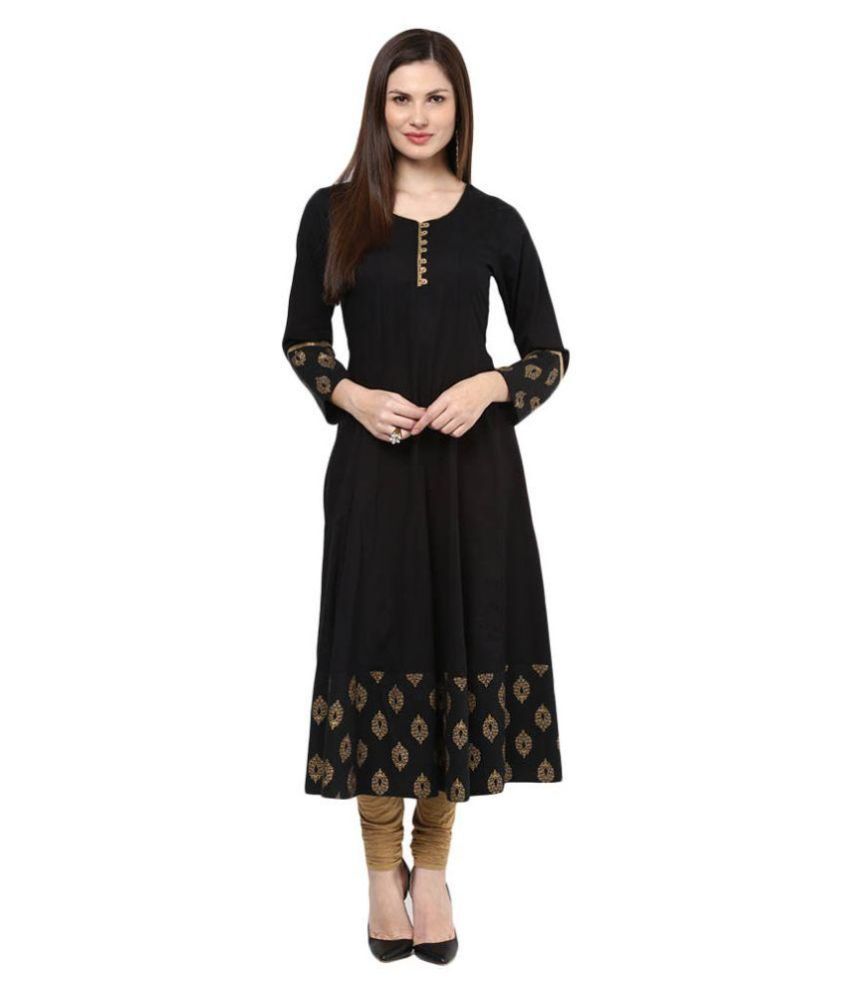 Rich Look Black Cotton Anarkali Kurti 