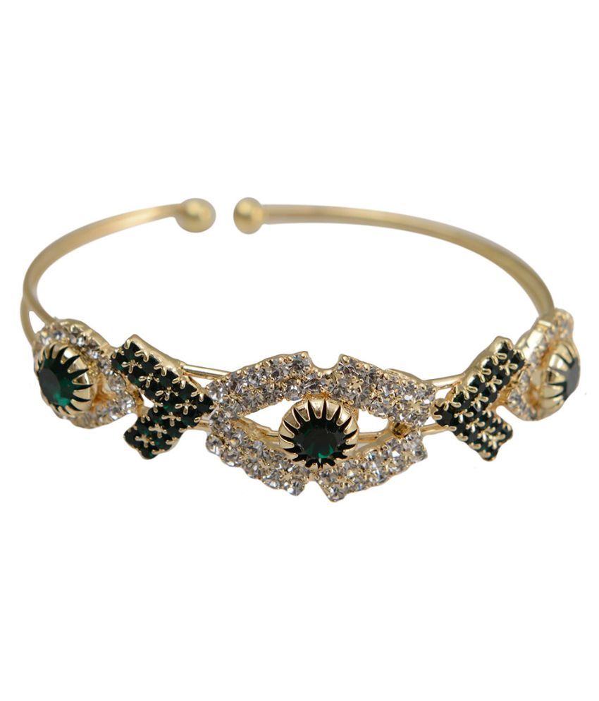 Taj Pearl Brass Gold Plating Crystal Studded Multi Coloured Bracelet