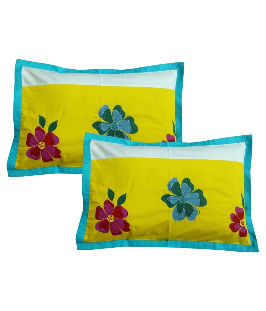     			Hugs'n'Rugs Pack of 2 Yellow Pillow Cover