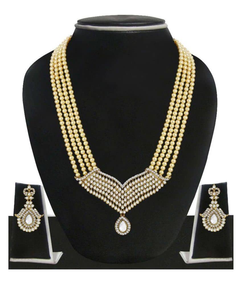 Zaveri Pearls Zinc 22 Kt Gold Plating kundan/Meenakari Studded Gold