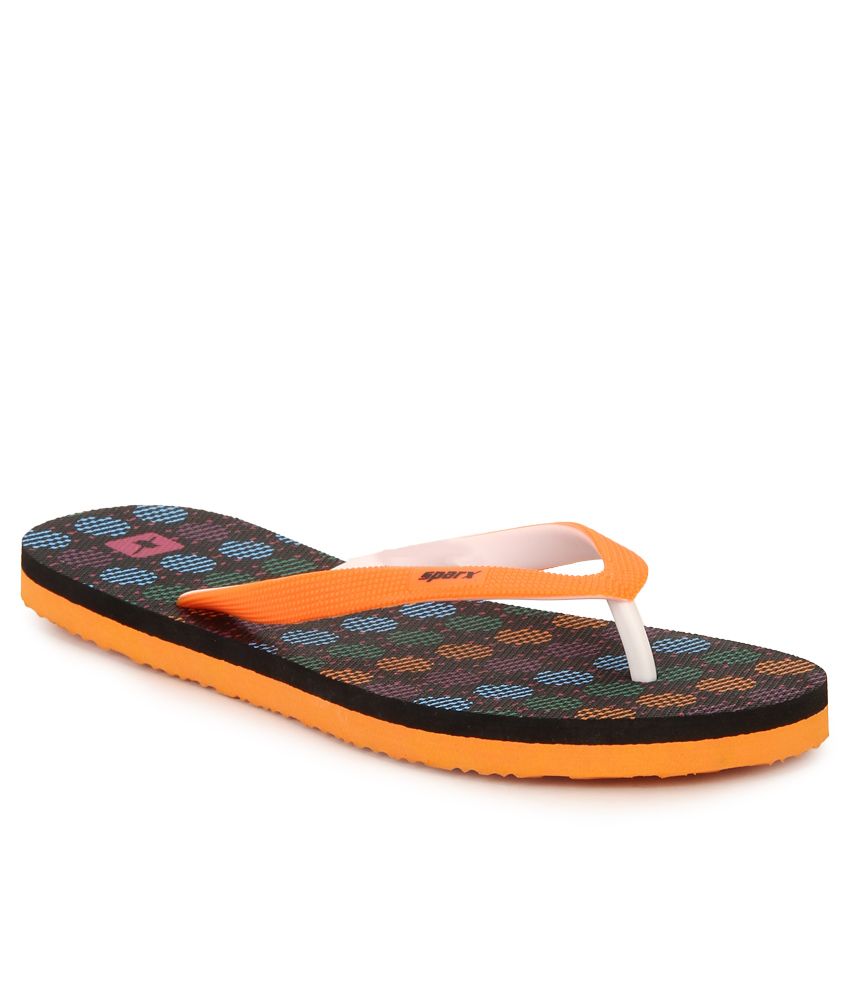 ladies orange flip flops