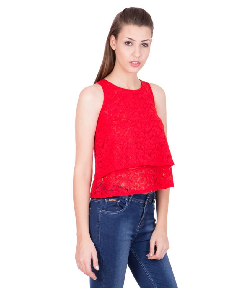 red cotton crop top