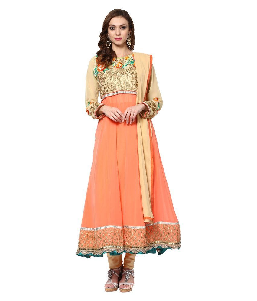 anarkali suit in orange colour
