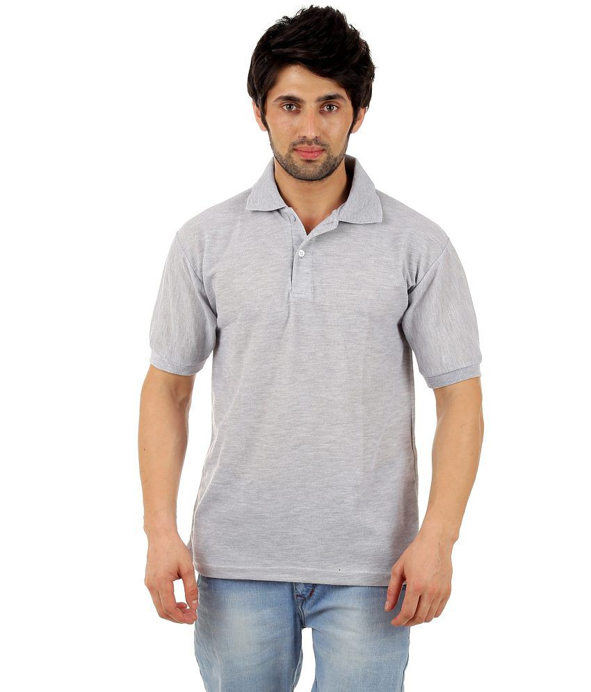 Vestiario Grey Cotton Blend Polo T Shirt