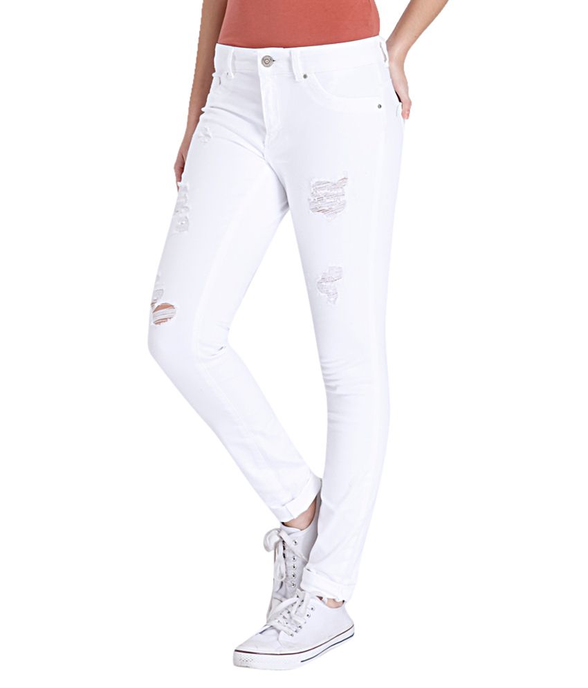 Buy ONLY White Slim Fit Jeans Online at Best Prices in India - Snapdeal