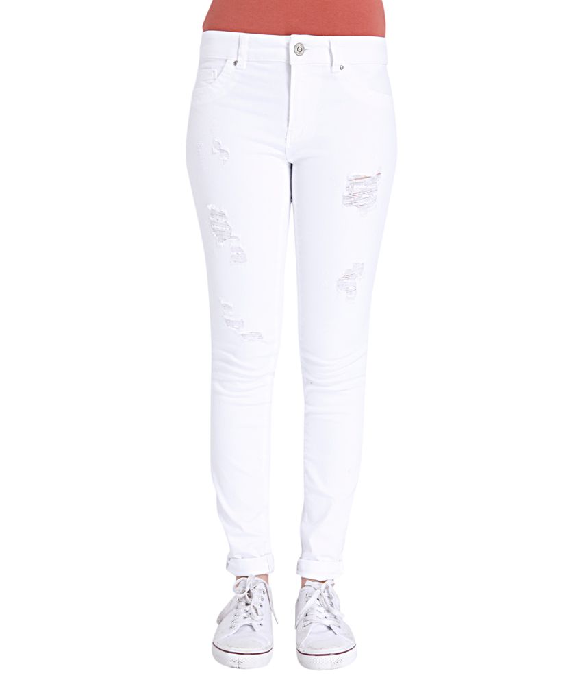 white slim fit jeans