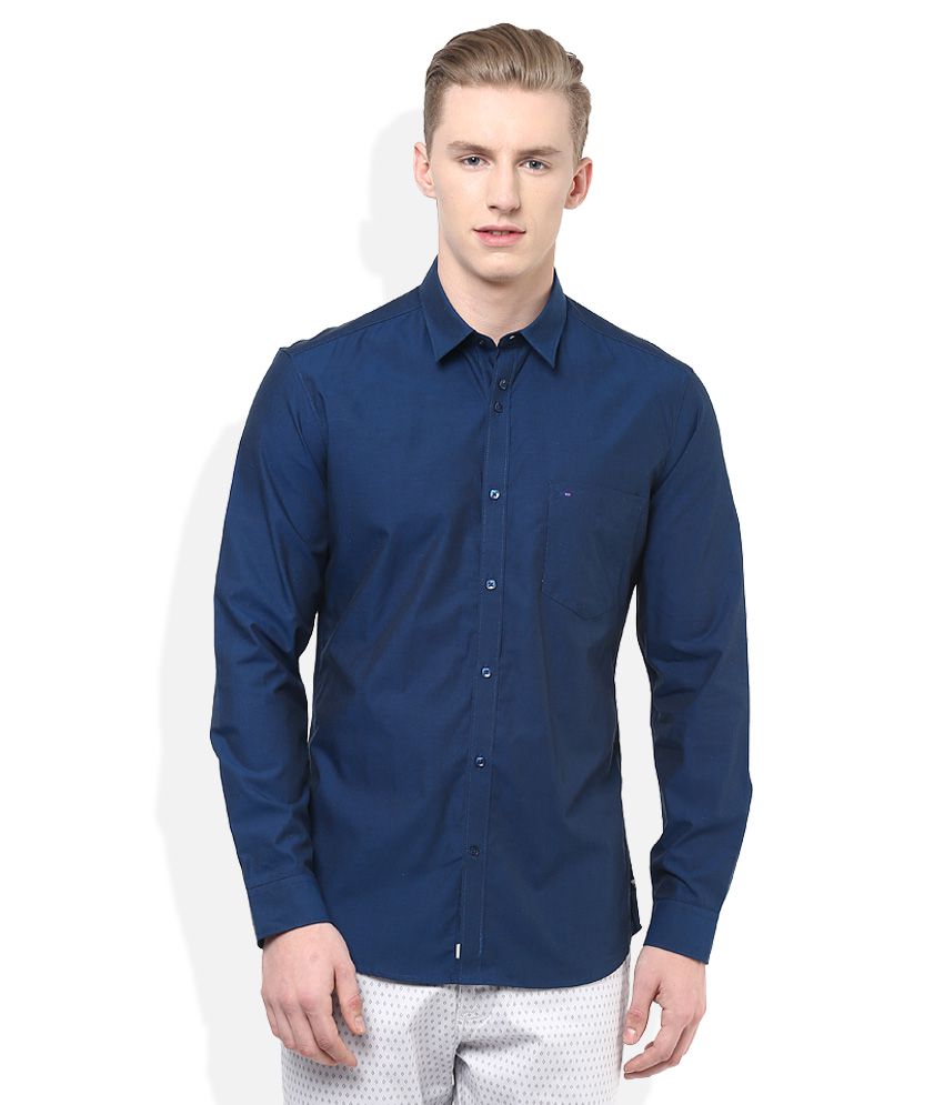 Indigo Nation Blue Slim Fit Solids Full Sleeves Shirt - Buy Indigo ...