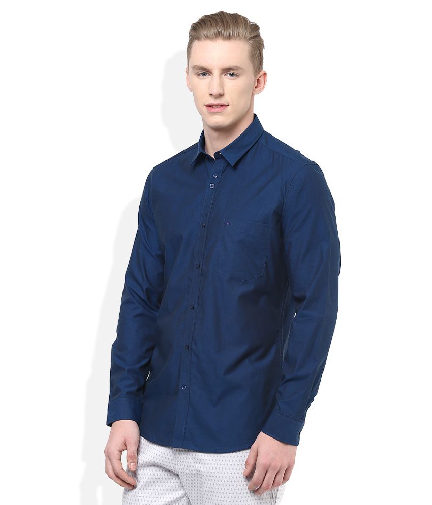 Indigo Nation Blue Slim Fit Solids Full Sleeves Shirt - Buy Indigo ...