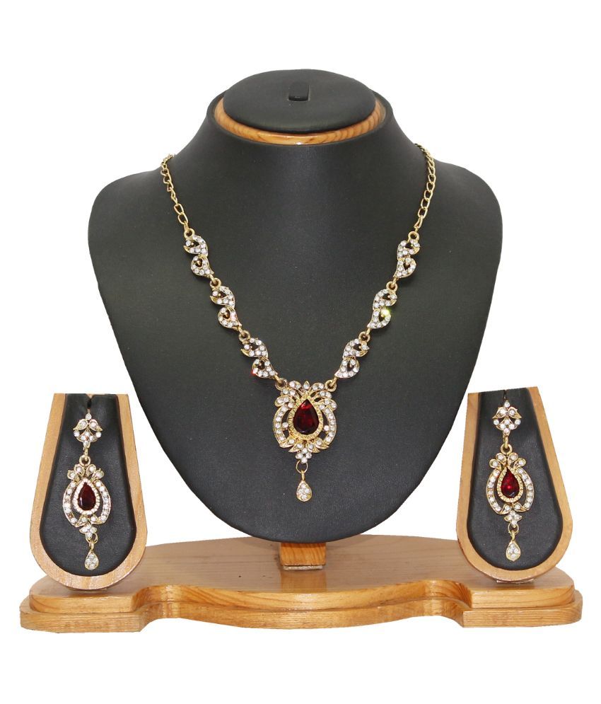 Soni Art Jewellery Zinc Studded Gold Coloured Necklaces Set Buy Soni