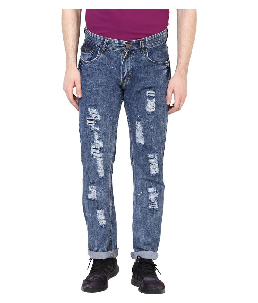 athletic fit distressed jeans