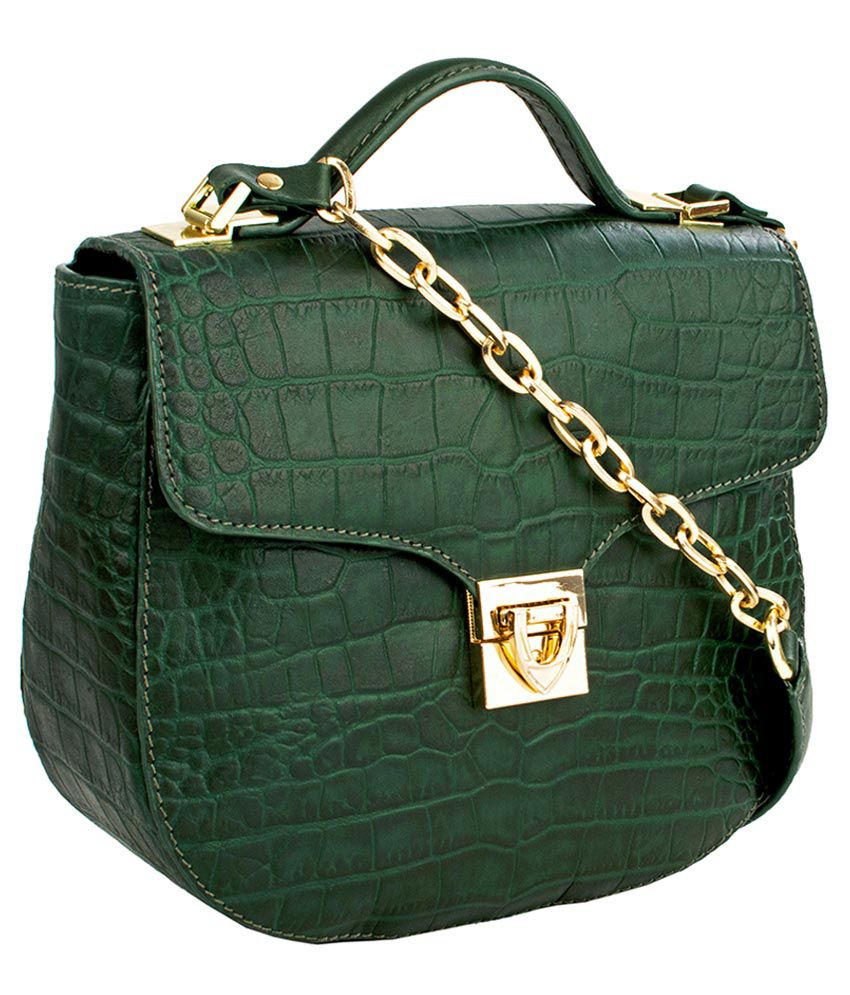 Hidesign Green Pure Leather Sling Bag - Buy Hidesign Green Pure Leather Sling Bag Online at Best ...
