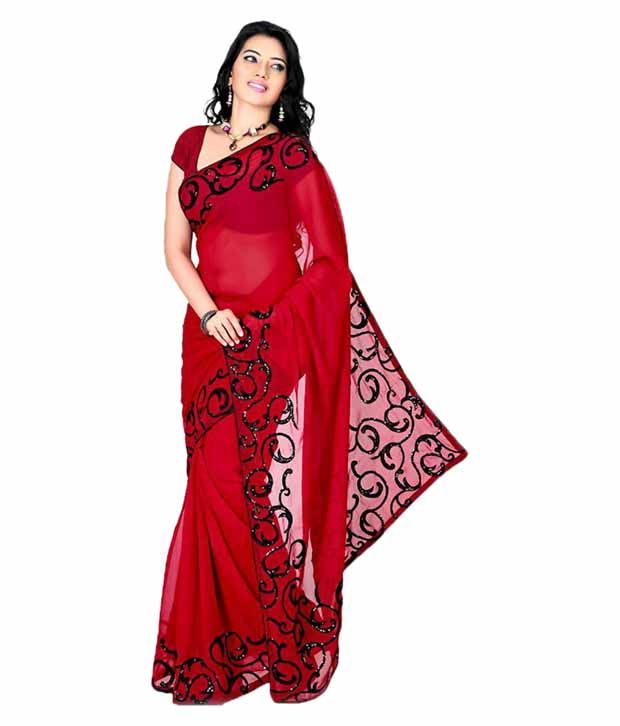 red chiffon sarees online