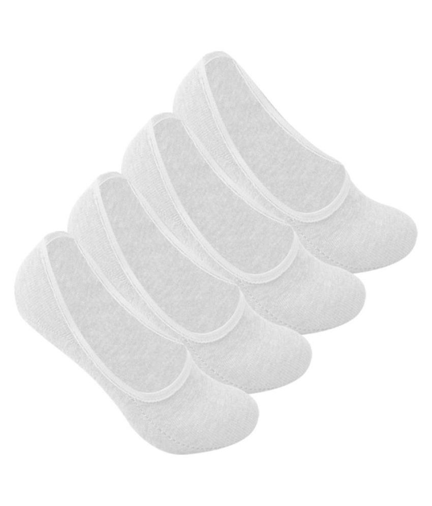     			Tahiro White Cotton Footie Socks - Pack of 4