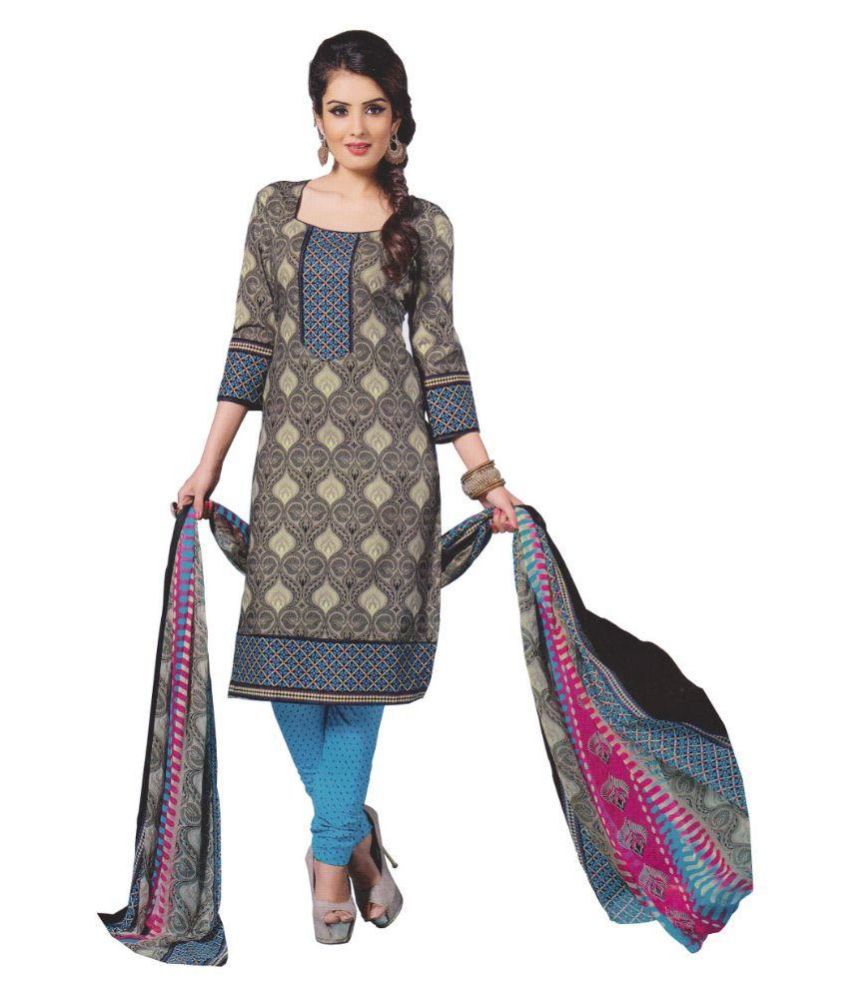 Surya Jyoti Multicoloured Cotton Straight Unstitched Dress Material ...