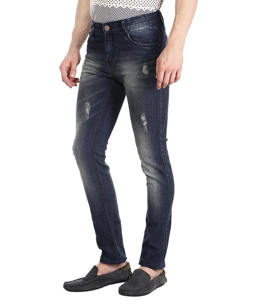 athletic fit distressed jeans