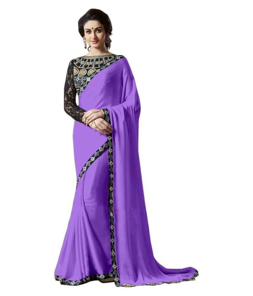 purple chiffon saree