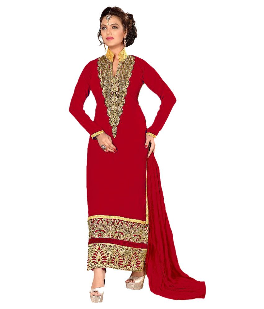 red georgette frock