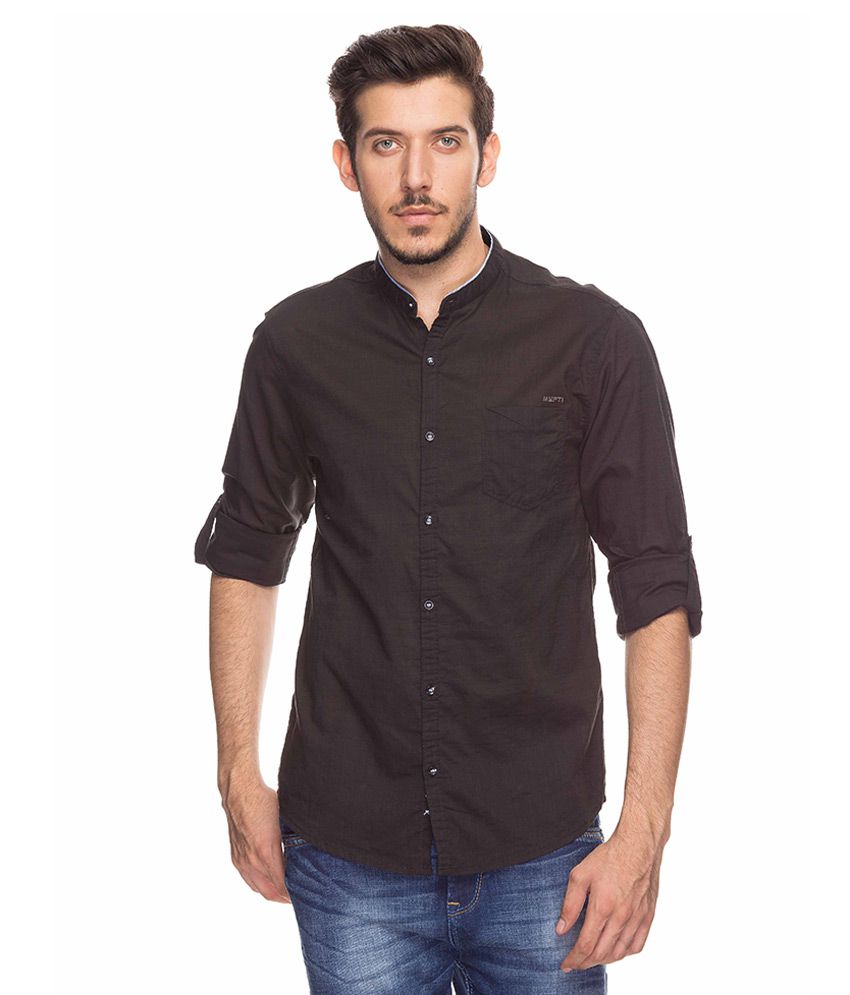 Mufti Black Slim Fit Shirt - Buy Mufti Black Slim Fit Shirt Online at ...