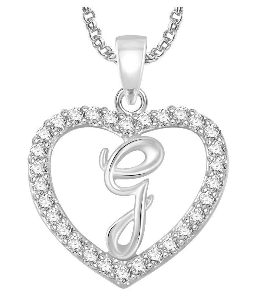 Meenaz Gold Plated 'G' Letter Pendant Locket Alphabet Heart With Chain ...