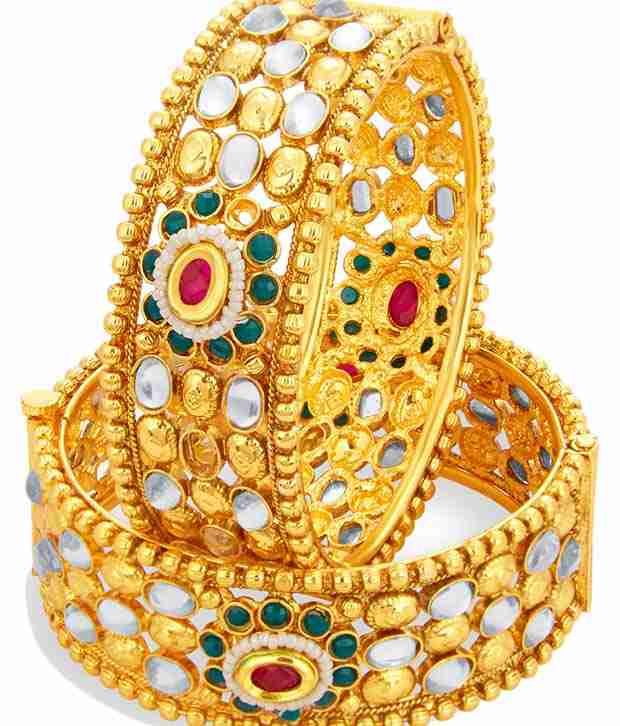 Sukkhi Golden Alloy Kada Set of 2 Buy Sukkhi Golden Alloy Kada Set of