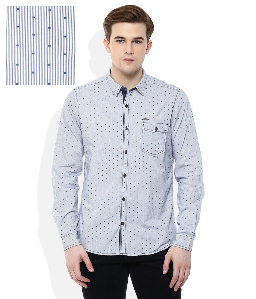 Lee Cooper Blue Striped Regular Fit Casual Shirt - Buy Lee Cooper Blue ...