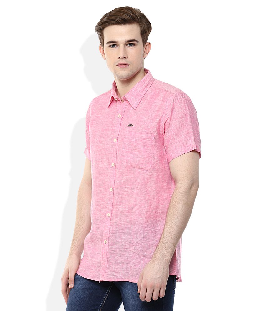 Lee Cooper Pink Solid Slim Fit Casual Shirt - Buy Lee Cooper Pink Solid ...