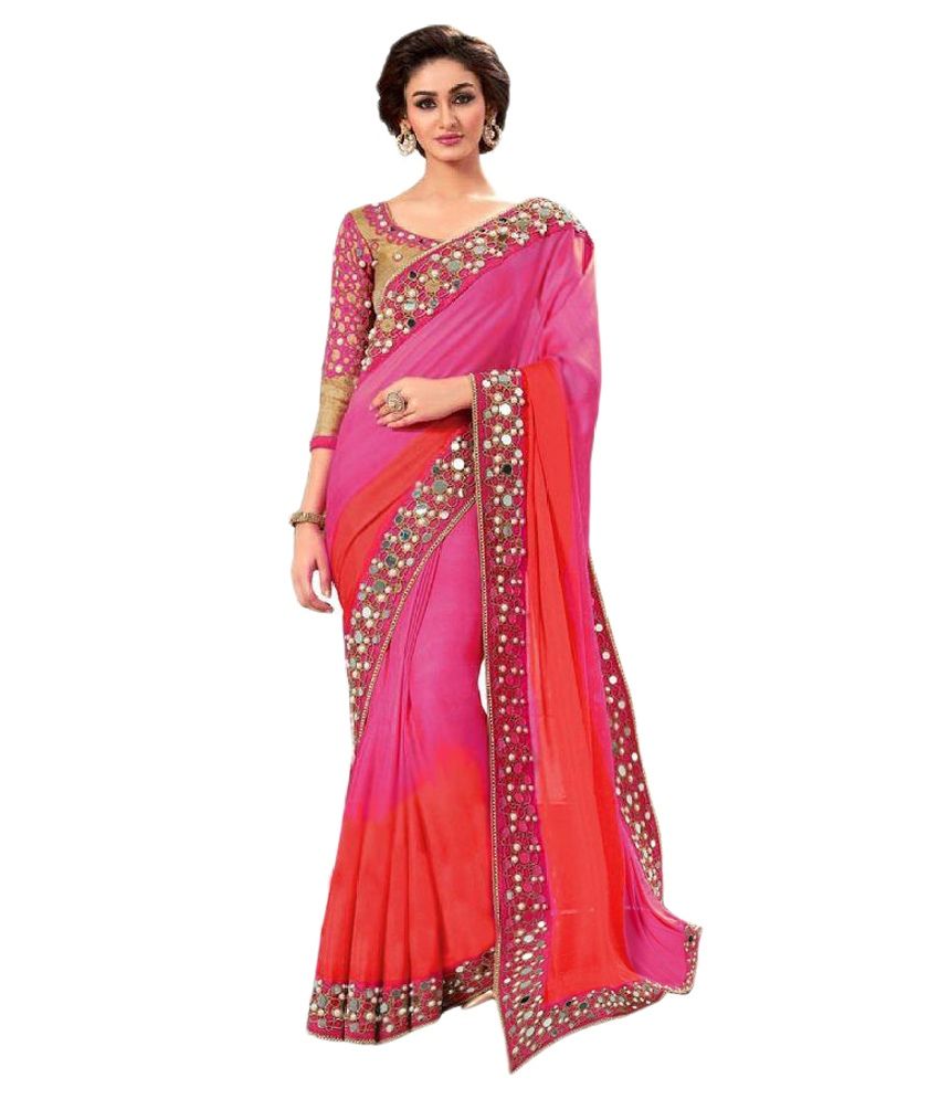 Shree Plus Multicoloured Georgette Saree - Buy Shree Plus Multicoloured Georgette Saree Online 