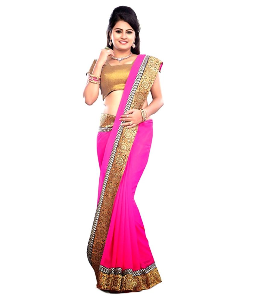     			AV Fashion Pink Chiffon Saree