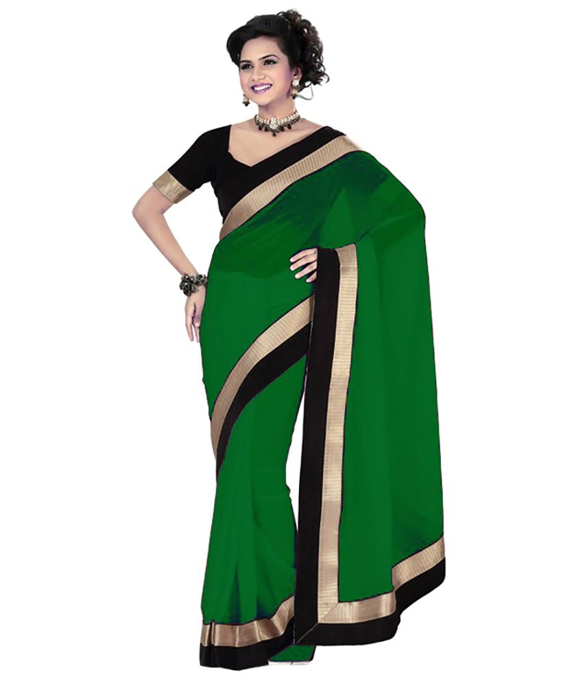     			AV Fashion Green Chiffon Saree