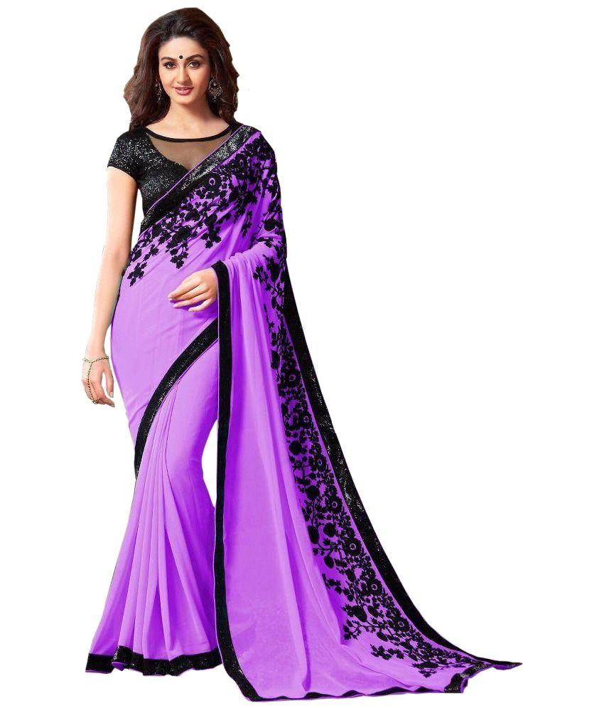     			AV Fashion Purple Chiffon Saree