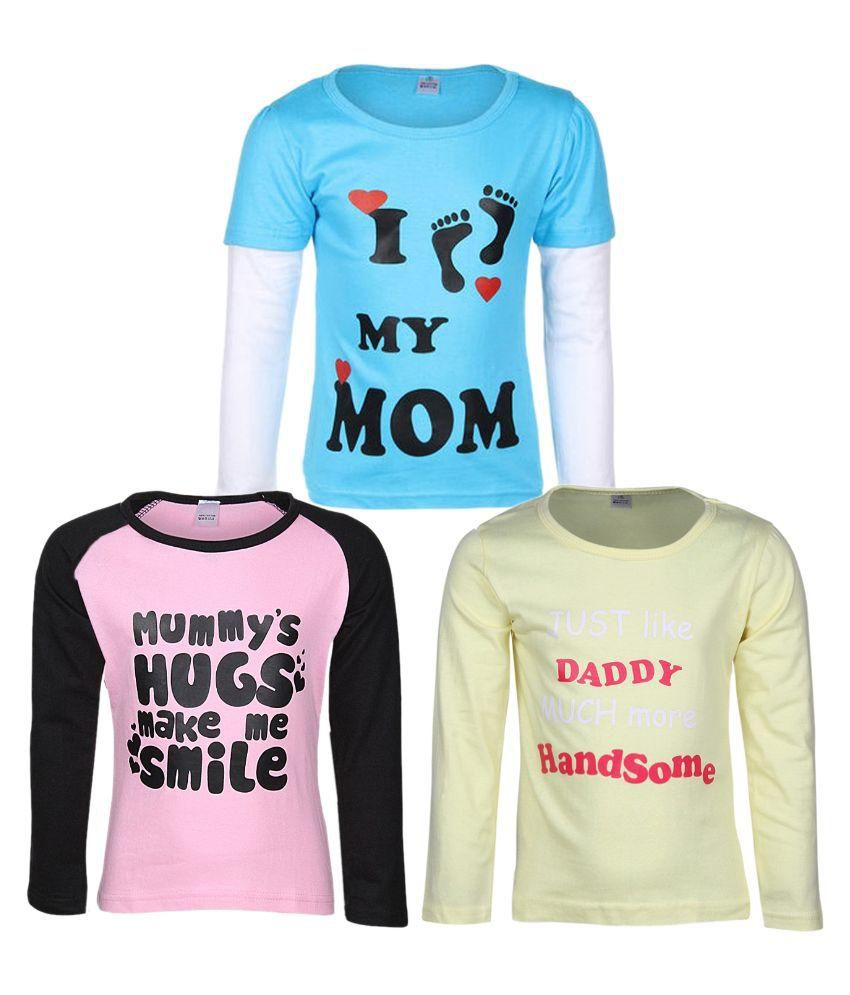     			Goodway Junior Girls M&D -2 -  Pink,Lemon,Turq Combo Pack of 3  T-Shirts For Girls