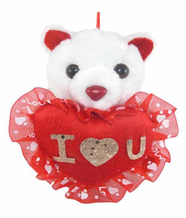     			Tickles Cute Hanging Teddy with I Love You Heart Stuffed Soft Plush Animal Toy for Kids (Size: 13 cm Color: Red)